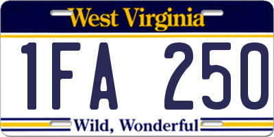 WV license plate 1FA250