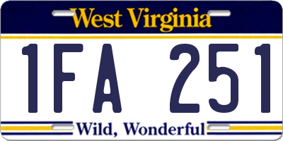 WV license plate 1FA251
