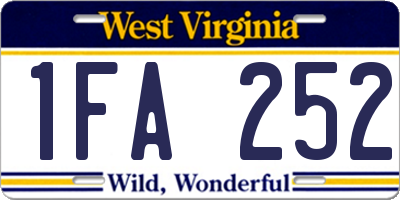 WV license plate 1FA252