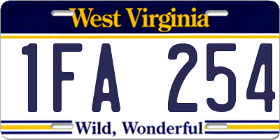 WV license plate 1FA254
