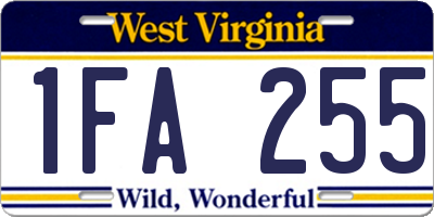 WV license plate 1FA255
