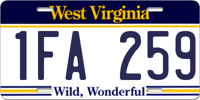 WV license plate 1FA259