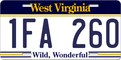 WV license plate 1FA260