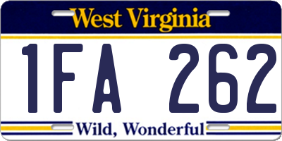 WV license plate 1FA262