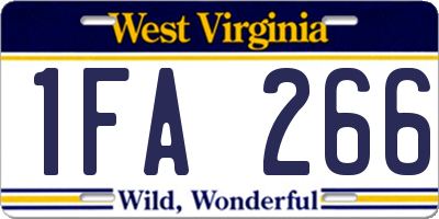 WV license plate 1FA266
