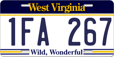 WV license plate 1FA267