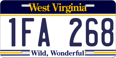 WV license plate 1FA268