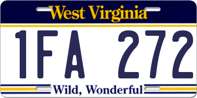 WV license plate 1FA272