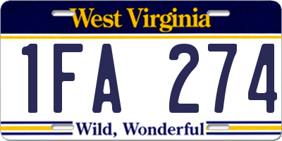 WV license plate 1FA274