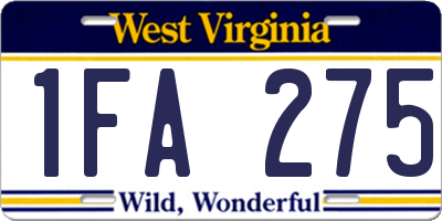 WV license plate 1FA275