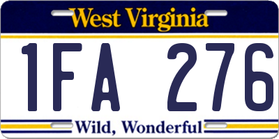 WV license plate 1FA276
