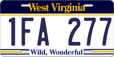 WV license plate 1FA277
