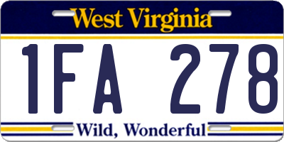 WV license plate 1FA278