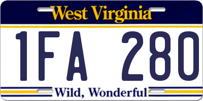 WV license plate 1FA280