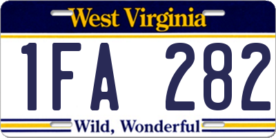 WV license plate 1FA282