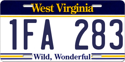 WV license plate 1FA283