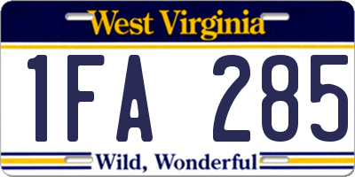 WV license plate 1FA285