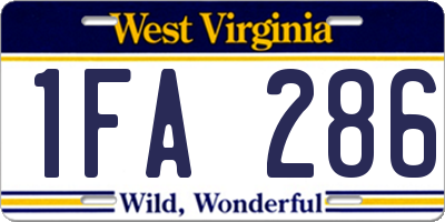 WV license plate 1FA286