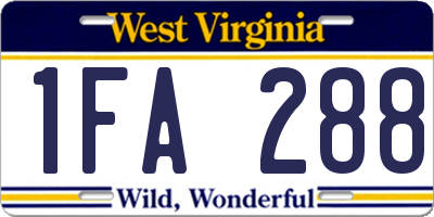 WV license plate 1FA288