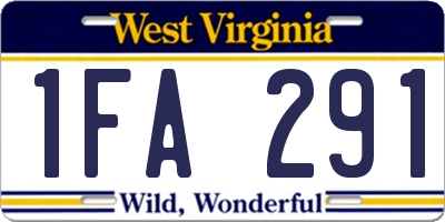WV license plate 1FA291