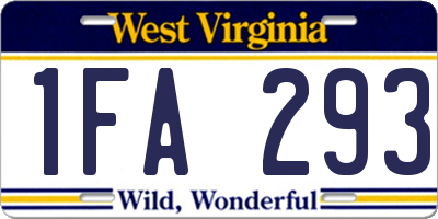 WV license plate 1FA293