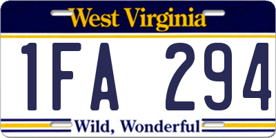 WV license plate 1FA294