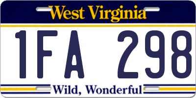 WV license plate 1FA298