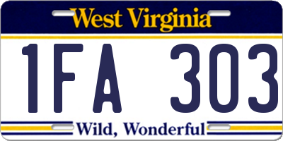 WV license plate 1FA303