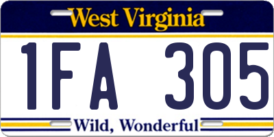 WV license plate 1FA305