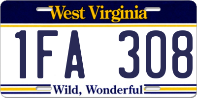 WV license plate 1FA308