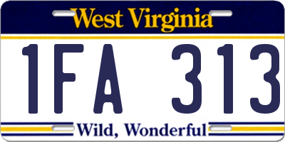 WV license plate 1FA313
