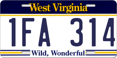 WV license plate 1FA314