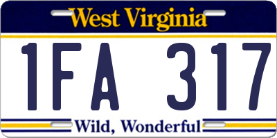 WV license plate 1FA317