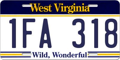 WV license plate 1FA318