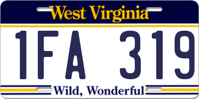 WV license plate 1FA319