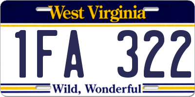 WV license plate 1FA322