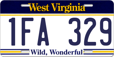 WV license plate 1FA329