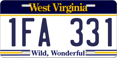 WV license plate 1FA331