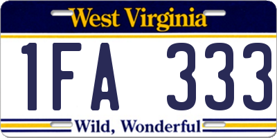 WV license plate 1FA333