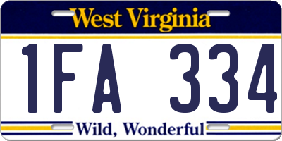 WV license plate 1FA334
