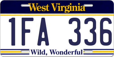 WV license plate 1FA336