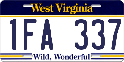 WV license plate 1FA337