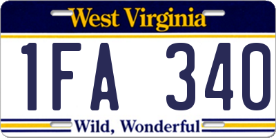WV license plate 1FA340