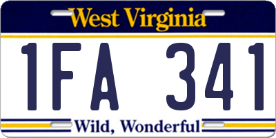 WV license plate 1FA341