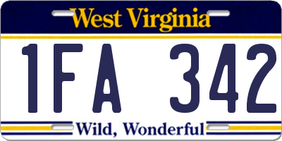WV license plate 1FA342