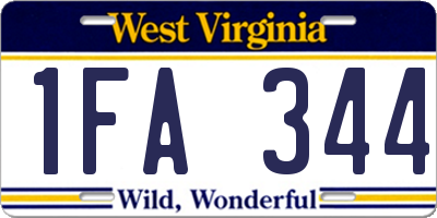 WV license plate 1FA344