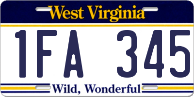 WV license plate 1FA345
