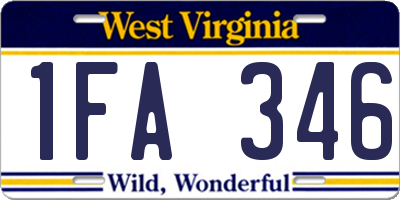 WV license plate 1FA346