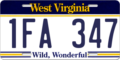WV license plate 1FA347