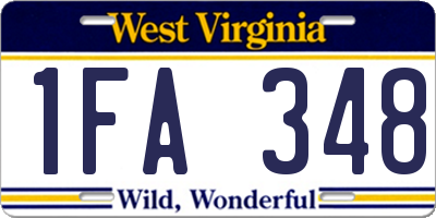 WV license plate 1FA348